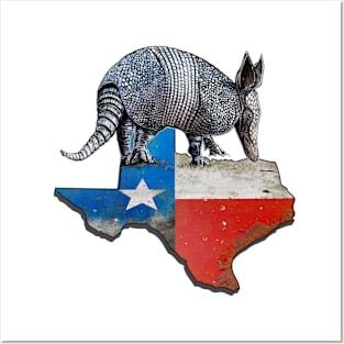 Armadillo Texas State Flag Map Posters and Art